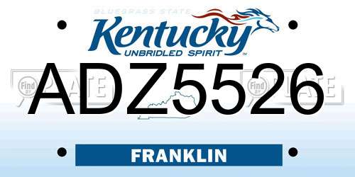 ADZ5526 Kentucky License Plate
