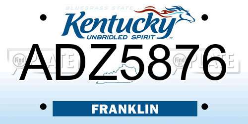ADZ5876 Kentucky License Plate