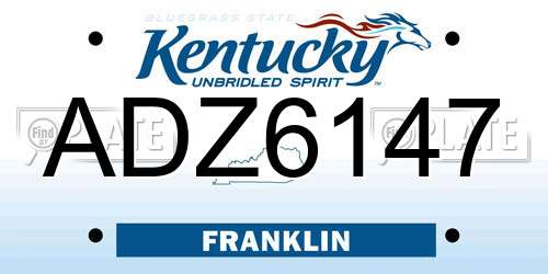 ADZ6147 Kentucky License Plate