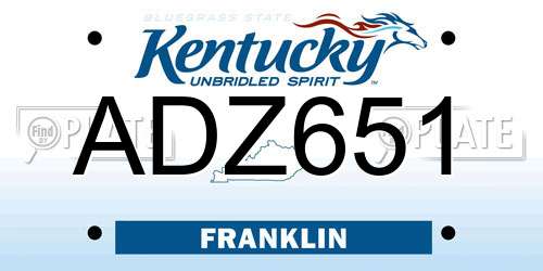 ADZ651 Kentucky License Plate