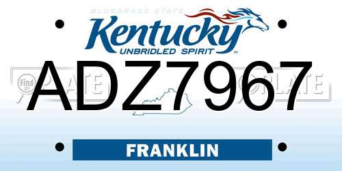 ADZ7967 Kentucky License Plate