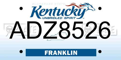 ADZ8526 Kentucky License Plate