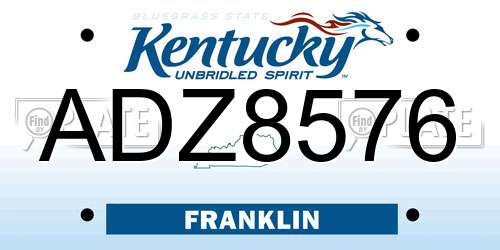 ADZ8576 Kentucky License Plate