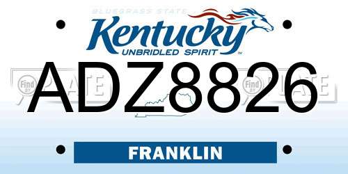 ADZ8826 Kentucky License Plate