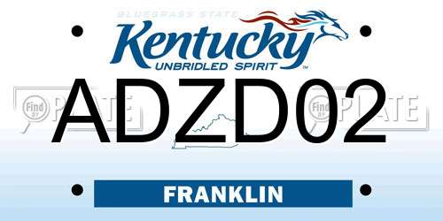 ADZD02 Kentucky License Plate