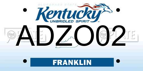 ADZO02 Kentucky License Plate