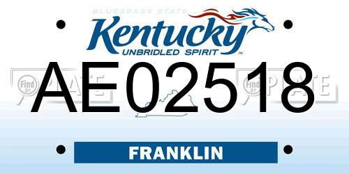 AE02518 Kentucky License Plate