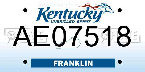 AE07518 Kentucky License Plate