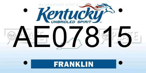 AE07815 Kentucky License Plate