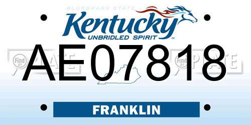 AE07818 Kentucky License Plate