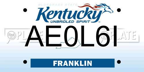 AE0L6I Kentucky License Plate