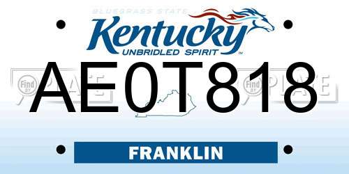 AE0T818 Kentucky License Plate