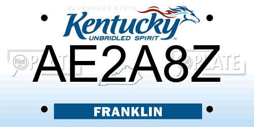 AE2A8Z Kentucky License Plate