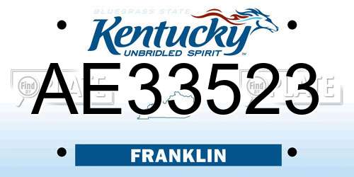 AE33523 Kentucky License Plate