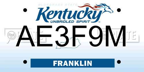 AE3F9M Kentucky License Plate
