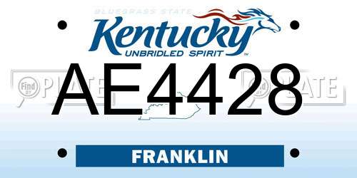 AE4428 Kentucky License Plate