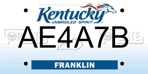 AE4A7B Kentucky License Plate