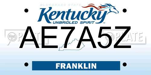 AE7A5Z Kentucky License Plate