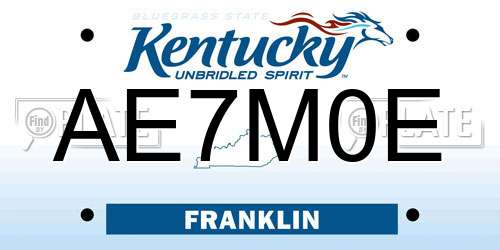 AE7M0E Kentucky License Plate