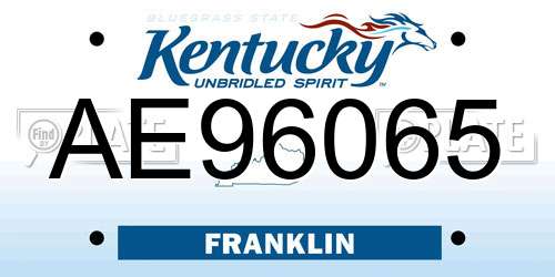 AE96065 Kentucky License Plate