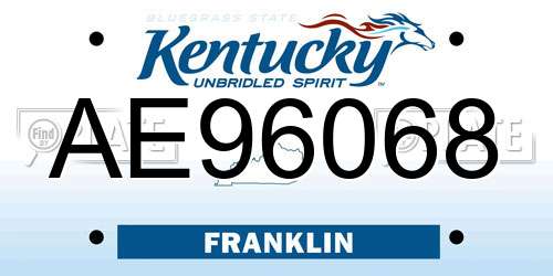 AE96068 Kentucky License Plate