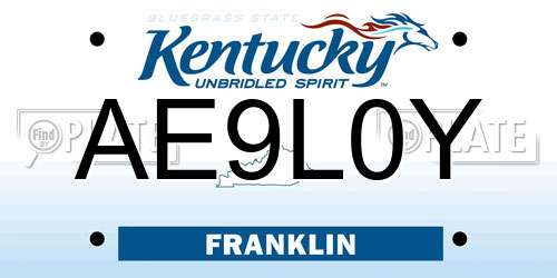 AE9L0Y Kentucky License Plate