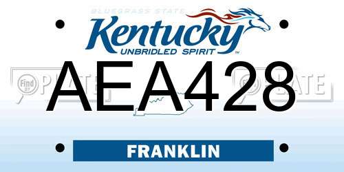 AEA428 Kentucky License Plate