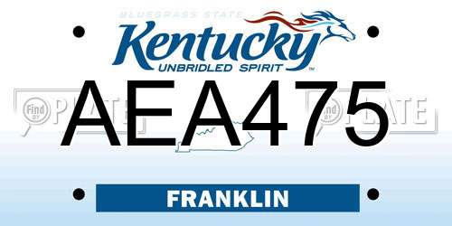 AEA475 Kentucky License Plate