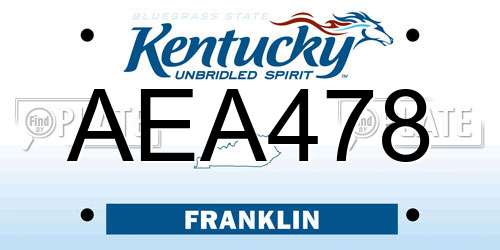 AEA478 Kentucky License Plate