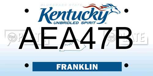 AEA47B Kentucky License Plate