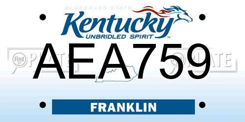 AEA759 Kentucky License Plate