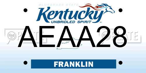 AEAA28 Kentucky License Plate