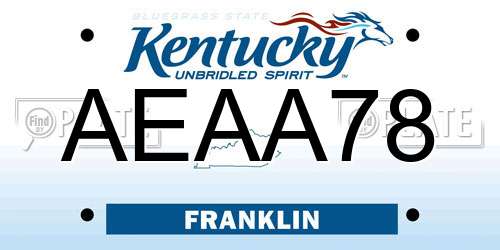 AEAA78 Kentucky License Plate