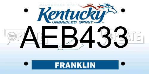 AEB433 Kentucky License Plate