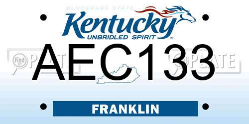 AEC133 Kentucky License Plate
