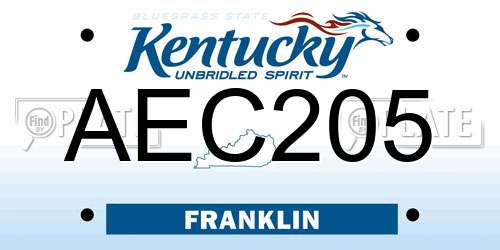 AEC205 Kentucky License Plate