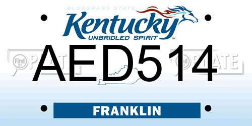 AED514 Kentucky License Plate