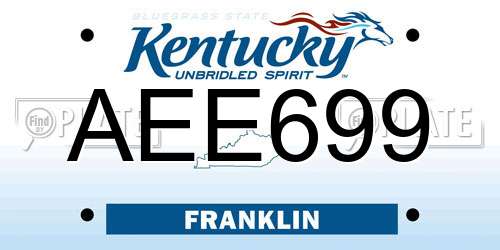 AEE699 Kentucky License Plate