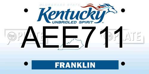 AEE711 Kentucky License Plate