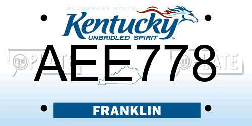 AEE778 Kentucky License Plate