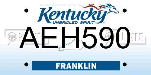 AEH590 Kentucky License Plate
