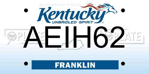 AEIH62 Kentucky License Plate