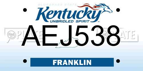 AEJ538 Kentucky License Plate