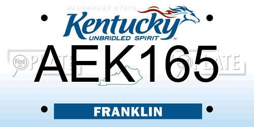 AEK165 Kentucky License Plate