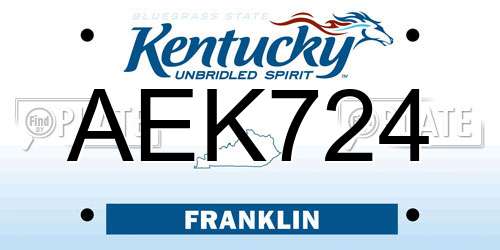 AEK724 Kentucky License Plate