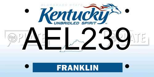 AEL239 Kentucky License Plate