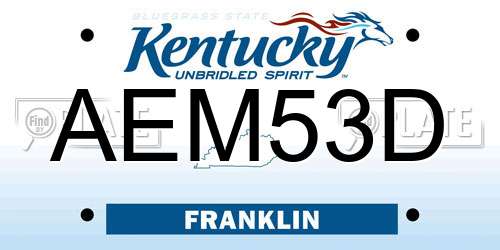 AEM53D Kentucky License Plate