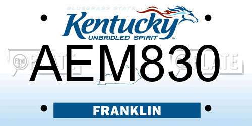 AEM830 Kentucky License Plate