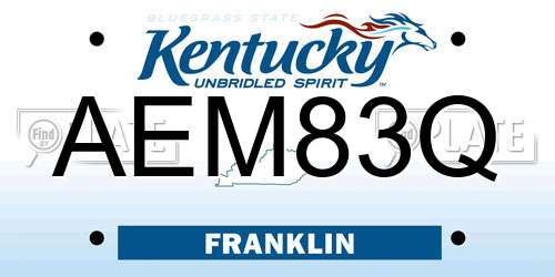 AEM83Q Kentucky License Plate