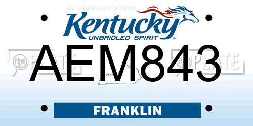 AEM843 Kentucky License Plate